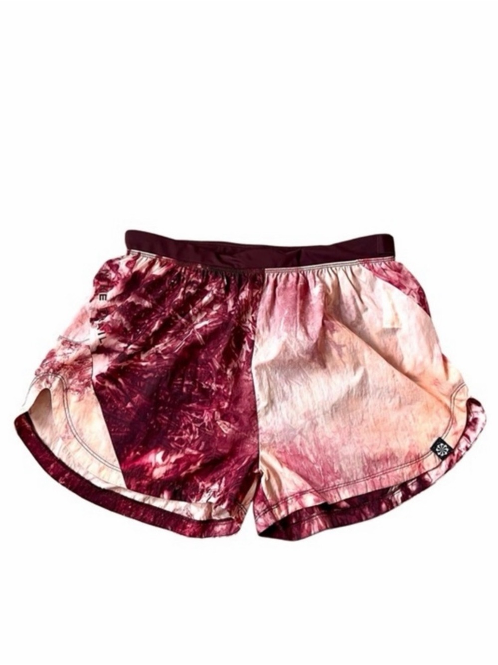 NIKE Women’s Dri-Fit Repel Trail Running Shorts 3” Red/Peach Tie Dye Size Medium